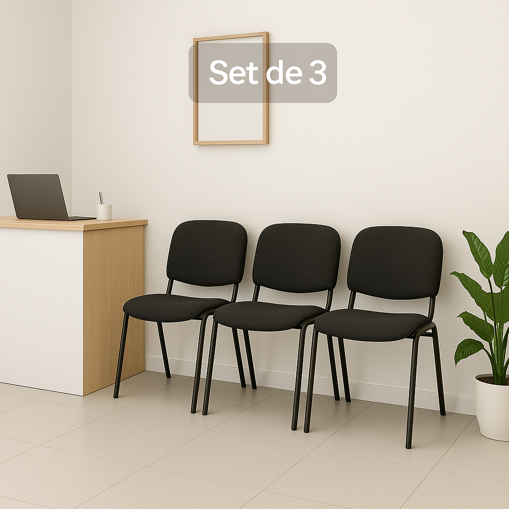 Offiho Set de 2 Sillas de Oficina para Visita Tapizada con Estructura de Acero, Modelo ECOVISITA
