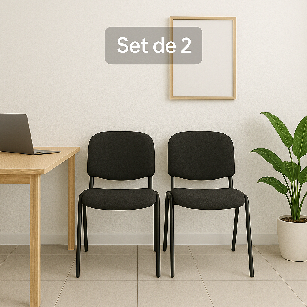 Offiho Set de 2 Sillas de Oficina para Visita Tapizada con Estructura de Acero, Modelo ECOVISITA