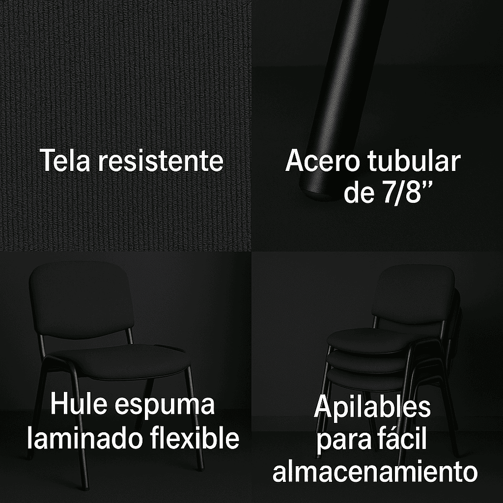 Offiho Set de 4 Sillas de Oficina para Visita Tapiz Personalizable con Estructura de Acero, Modelo ECOVISITA