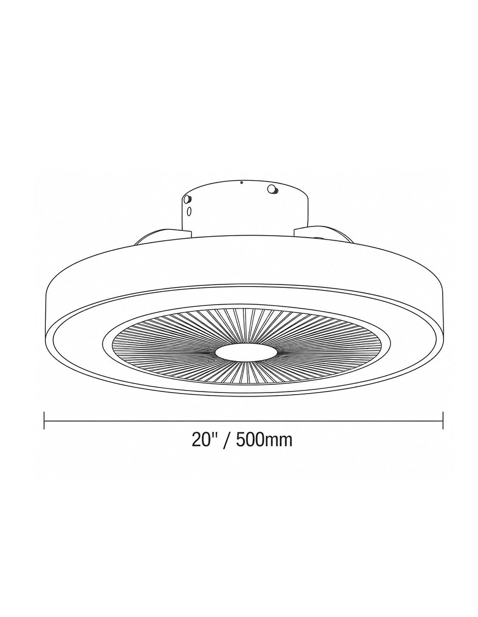 Ipsa Ventilador de Techo Moderno de 20" con Luz y Control Remoto Sin Aspas, Modelo Dubai