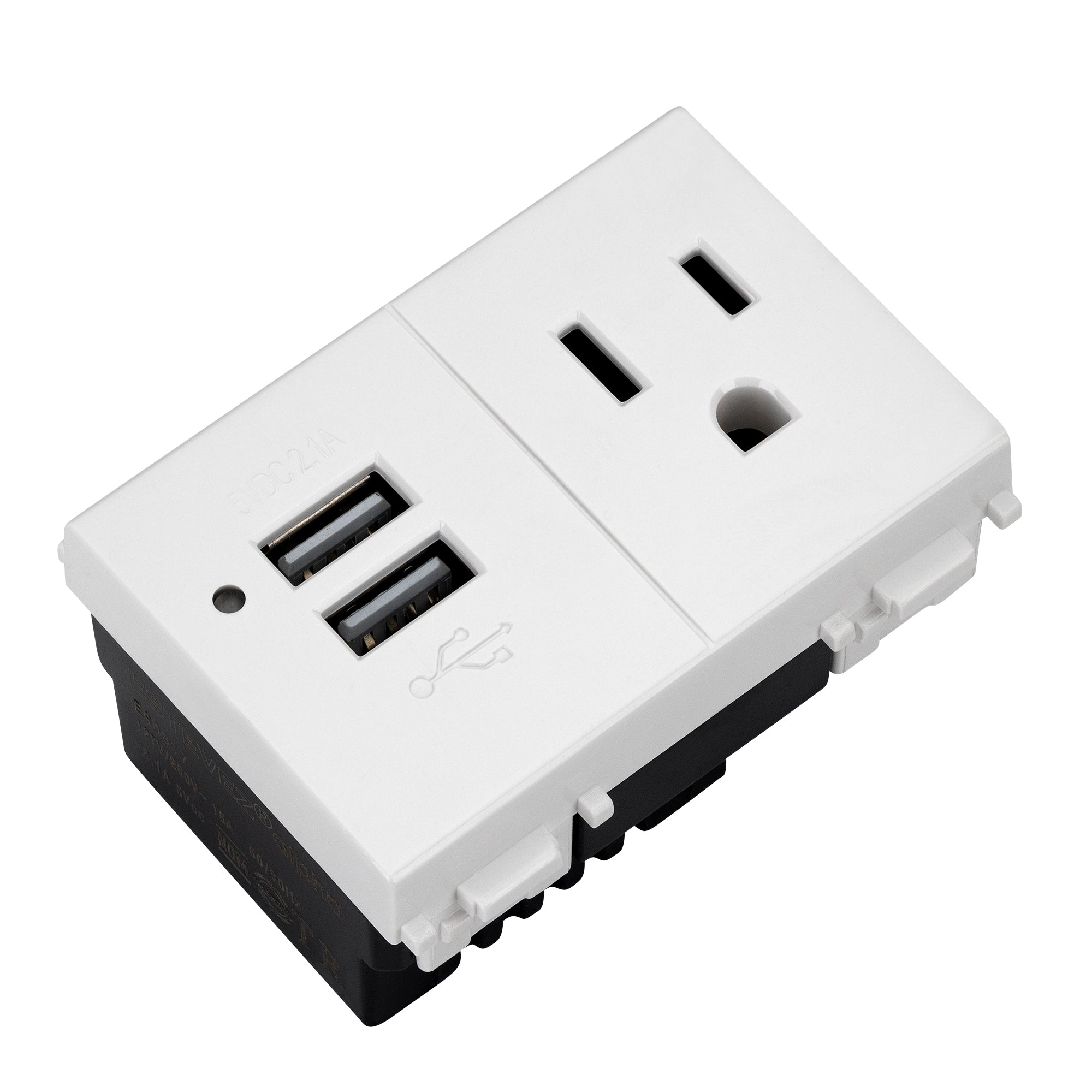 Estevez Contacto 2P + T con 2 cargadores USB 3 Módulos Alpha, Modelo E90317