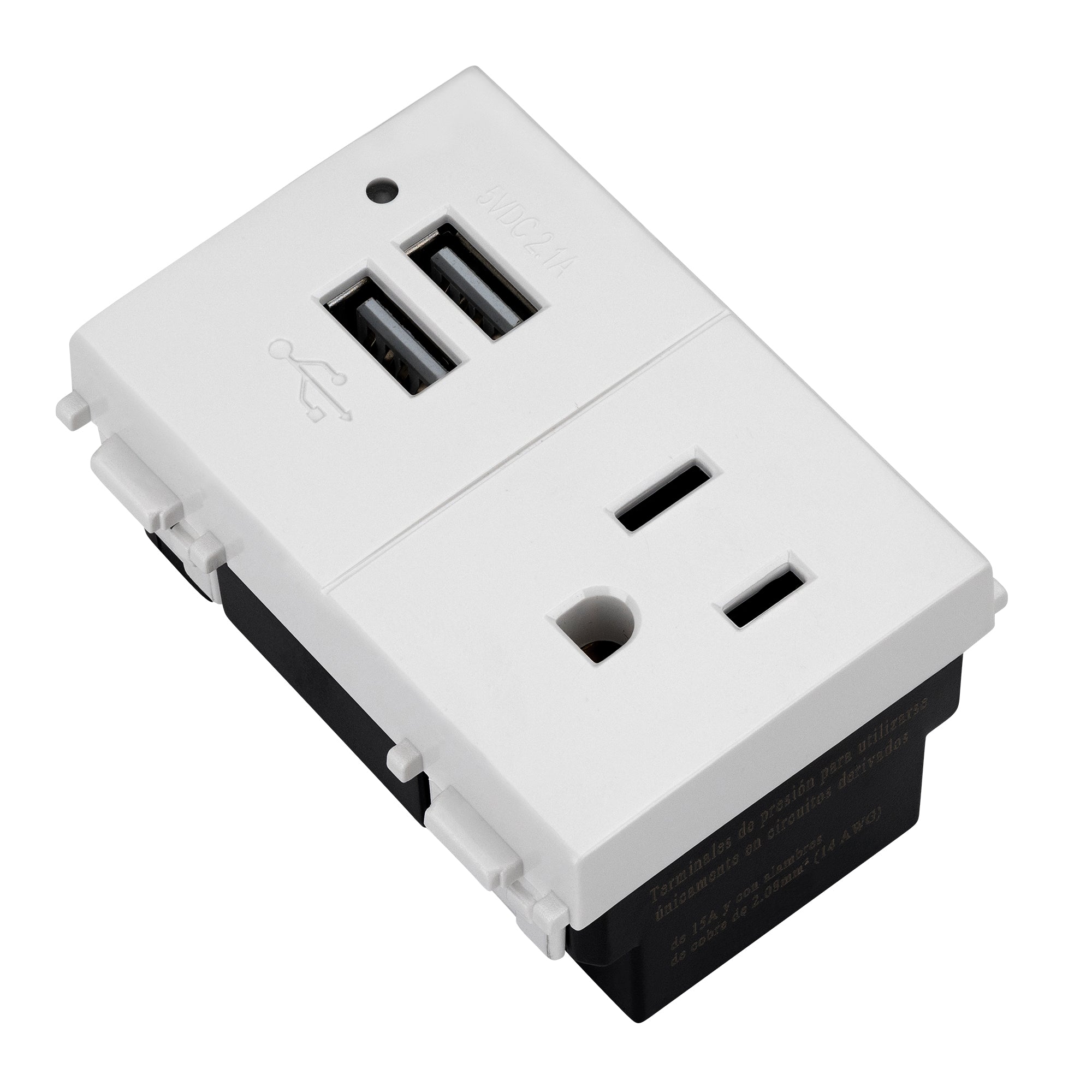 Estevez Contacto 2P + T con 2 cargadores USB 3 Módulos Alpha, Modelo E90317