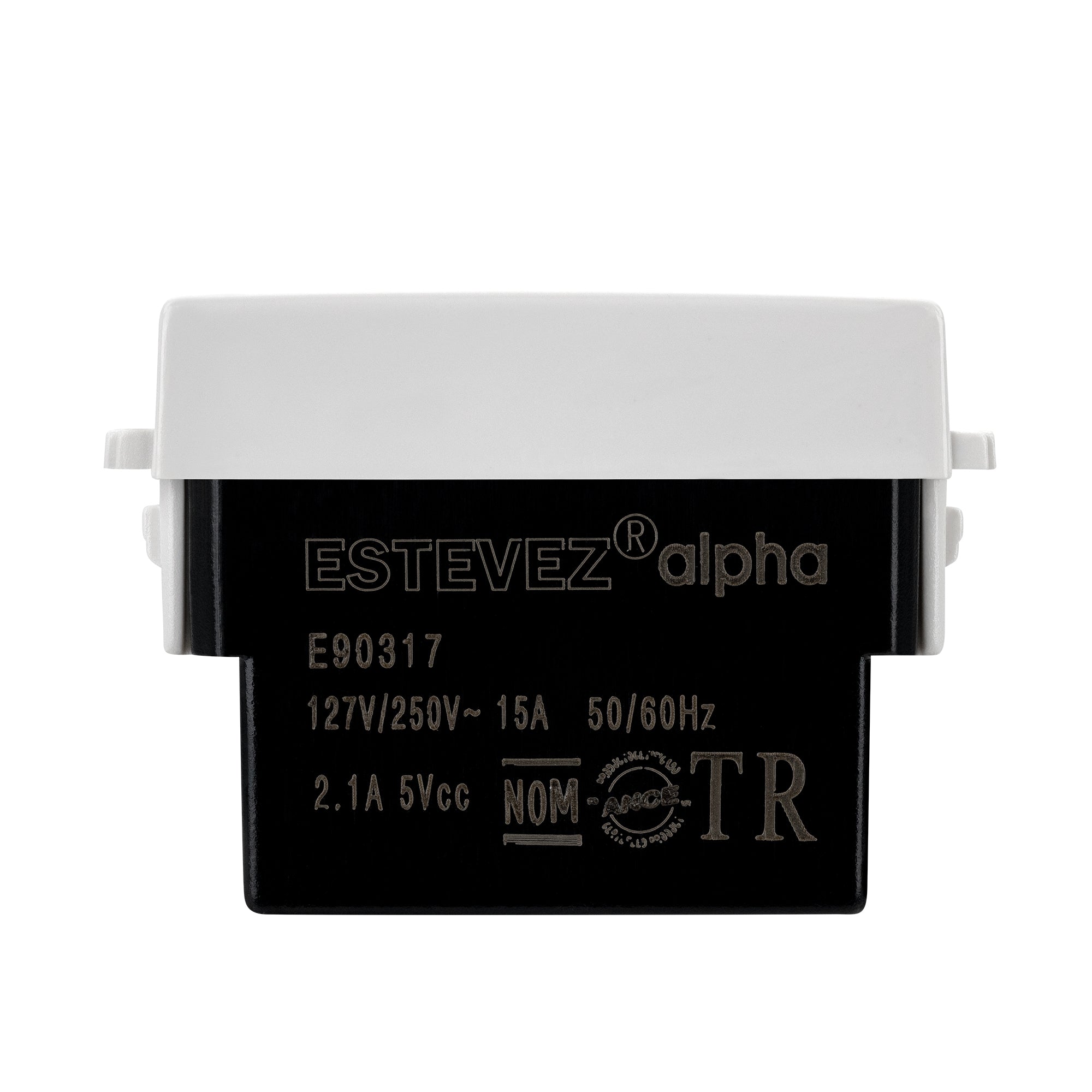 Estevez Contacto 2P + T con 2 cargadores USB 3 Módulos Alpha, Modelo E90317