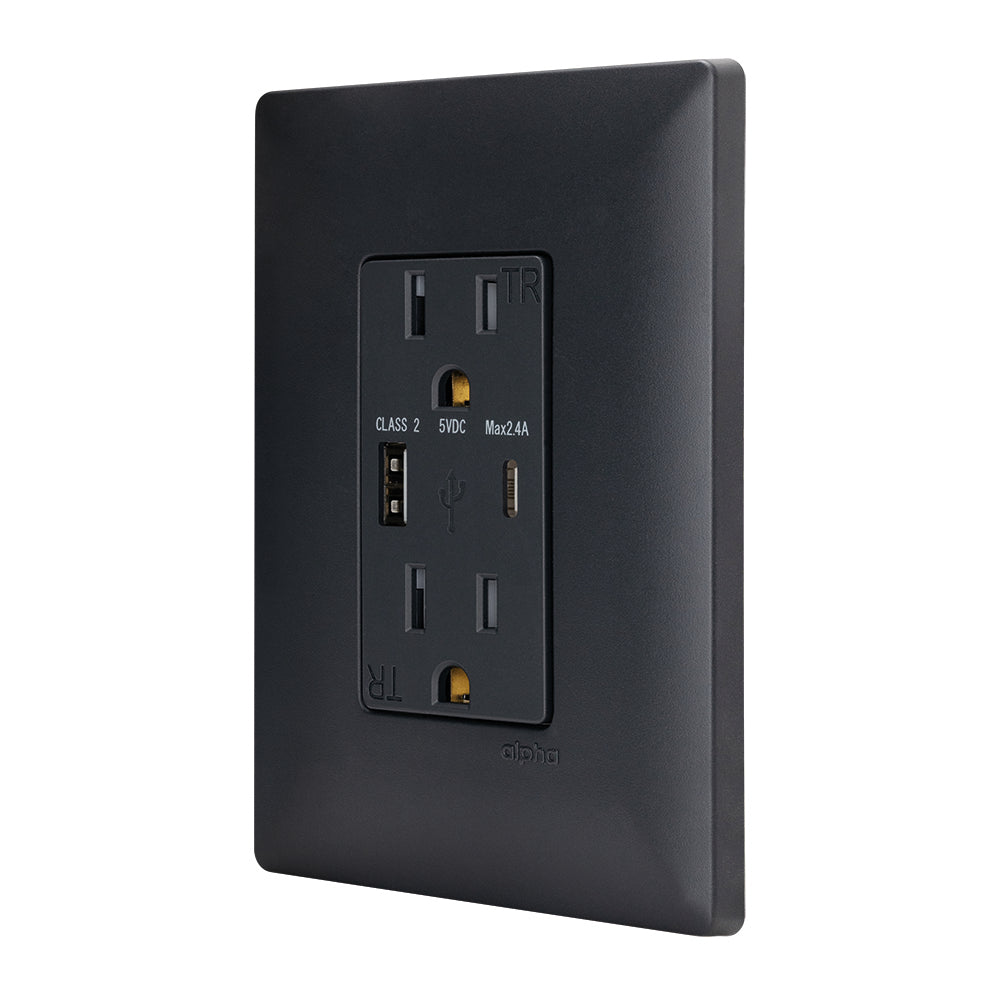 Estevez Control Duplex 2P +T 15A USBA + USBC con Placa Alpha, Modelo E90336