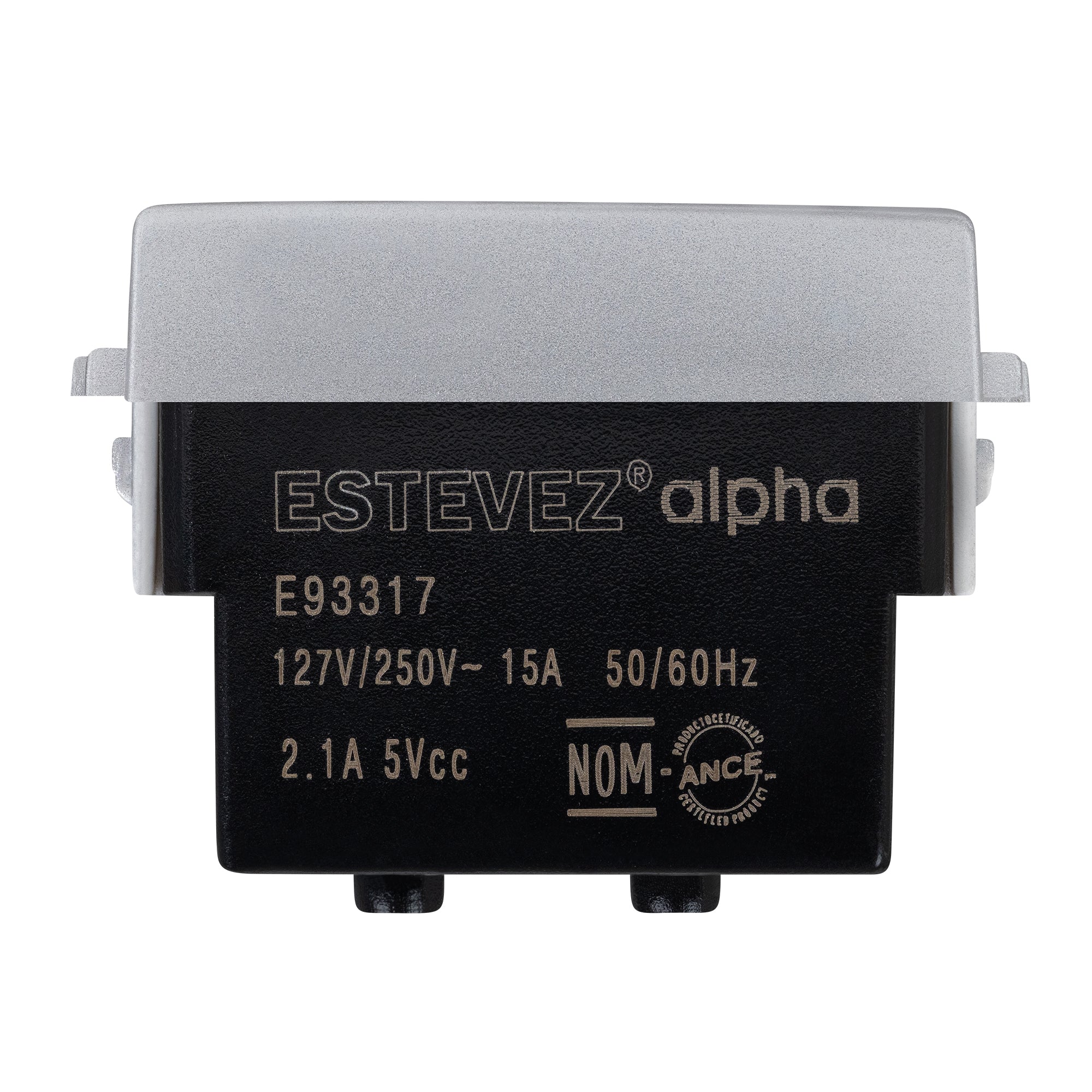 Estevez Contacto 2P + T con 2 cargadores USB 3 Módulos Alpha, Modelo E90317