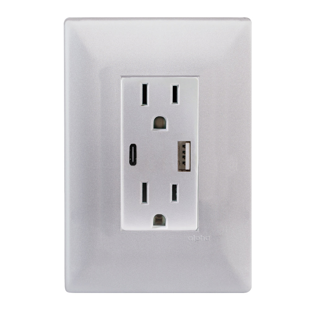 Estevez Control Duplex 2P +T 15A USBA + USBC con Placa Alpha, Modelo E90336