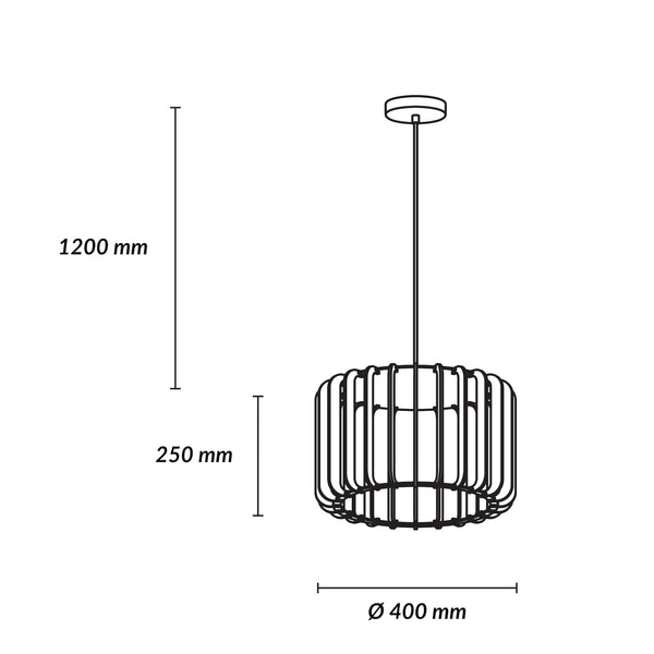 Estevez Luminaria Decorativa Para Suspender E26 Madera, Modelo EDE-0179-NAT