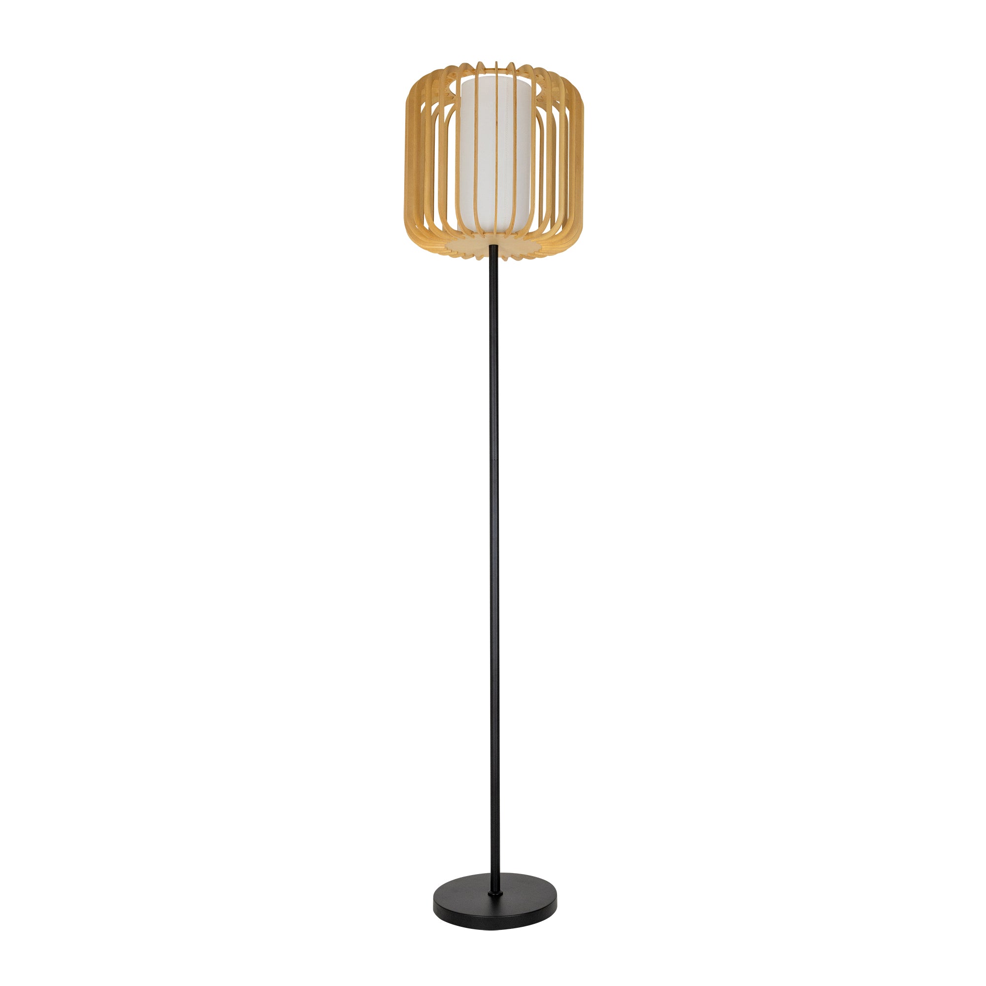 Estevez Luminario De Pie Viva Decorativo E26 Acero Madera Ø350 Mm, Modelo EDE-0201-NAT