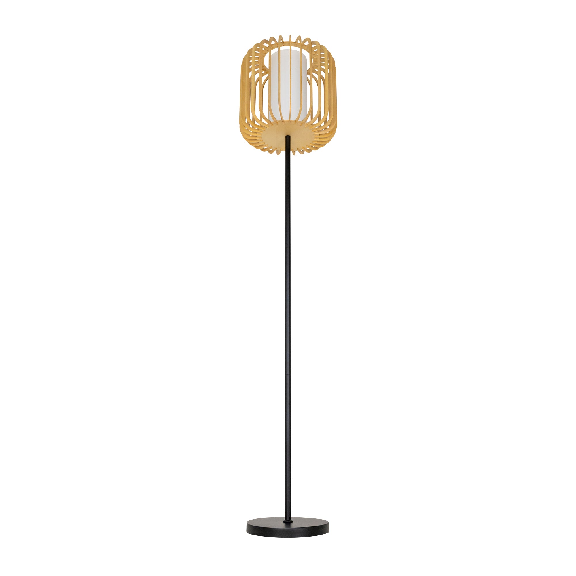 Estevez Luminario De Pie Viva Decorativo E26 Acero Madera Ø350 Mm, Modelo EDE-0201-NAT