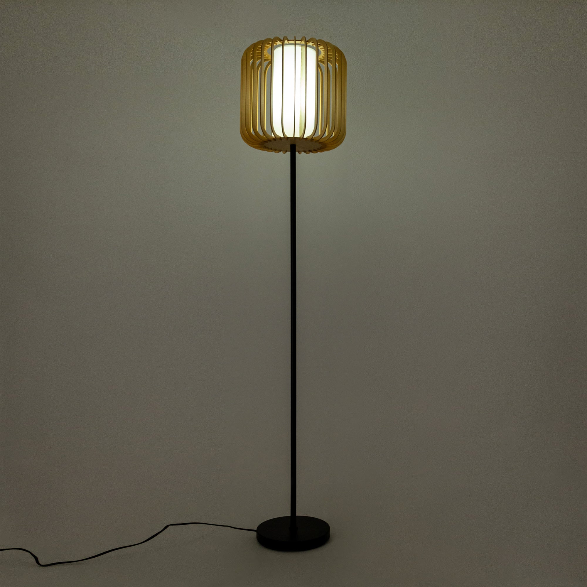 Estevez Luminario De Pie Viva Decorativo E26 Acero Madera Ø350 Mm, Modelo EDE-0201-NAT