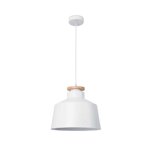  Lámpara Colgante LED Estevez Nube EDE-0233-BLA - 60W, E26, Madera y Acero, Blanca y Madera Clara -Luzdeco