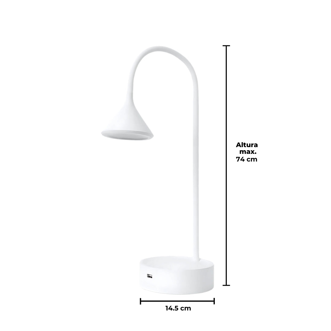 Estevez Lámpara LED de Escritorio, Luz Cálida 3000K, Portátil Recargable con Cargador Celular Integrado, Modelo EDE-0271-NEG