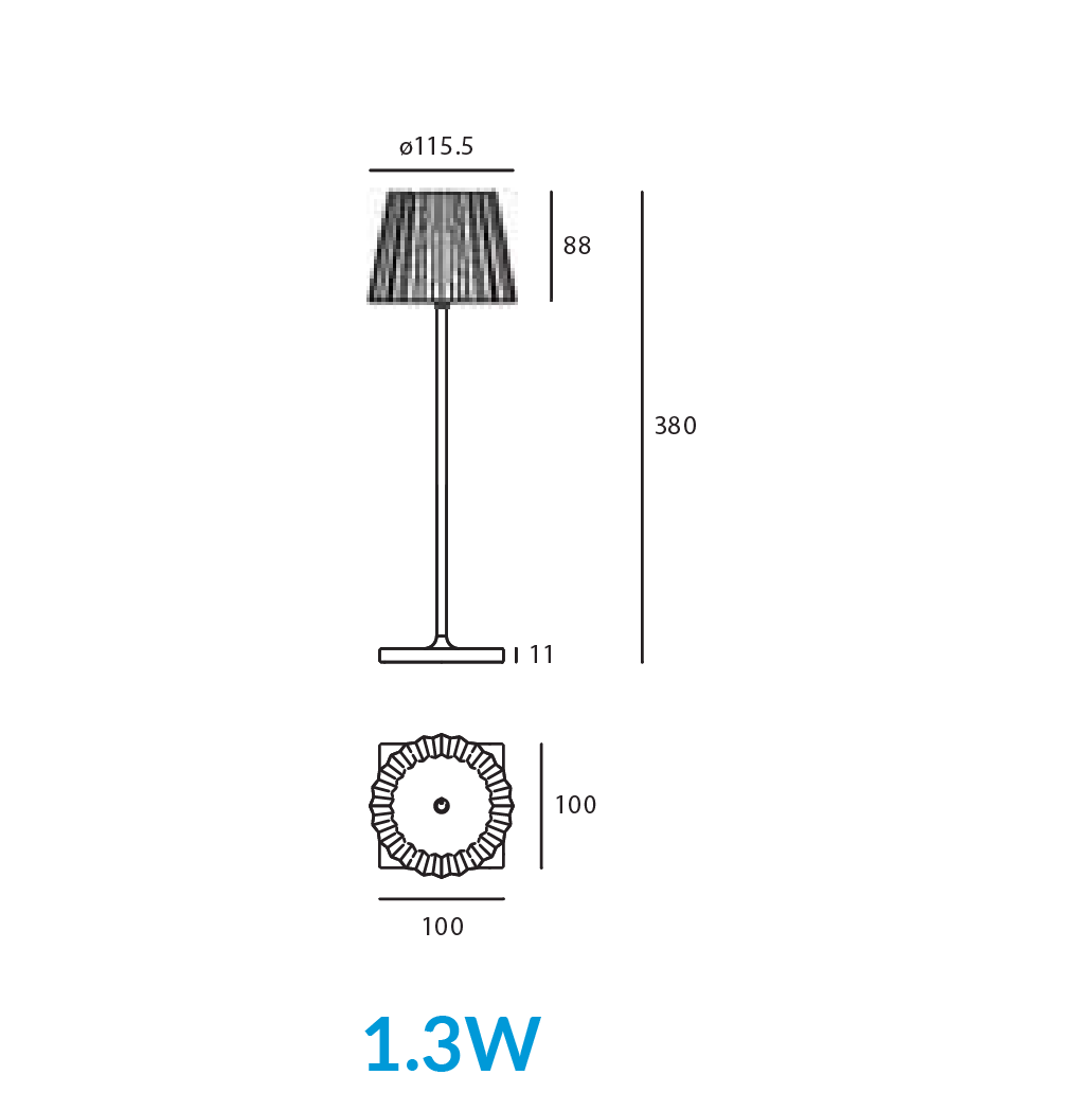 Estevez Luminario de Mesa 1.3W 3000K, Modelo EDE-0474-BLA