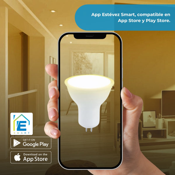Estevez Foco LED 5W Smart Luz Blanca, Alexa / Google Home, Base GU5.3 MR16, Modelo ES-E81164-05-CCT