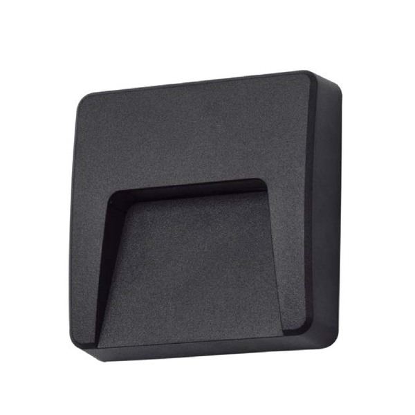 Luminario LED Estevez Negro 2.6W para Sobreponer en Muro Exterior | Apto Zonas Salinas | Incluye 2 Carátulas | Modelo ETX-0439-NEG - Luzdeco