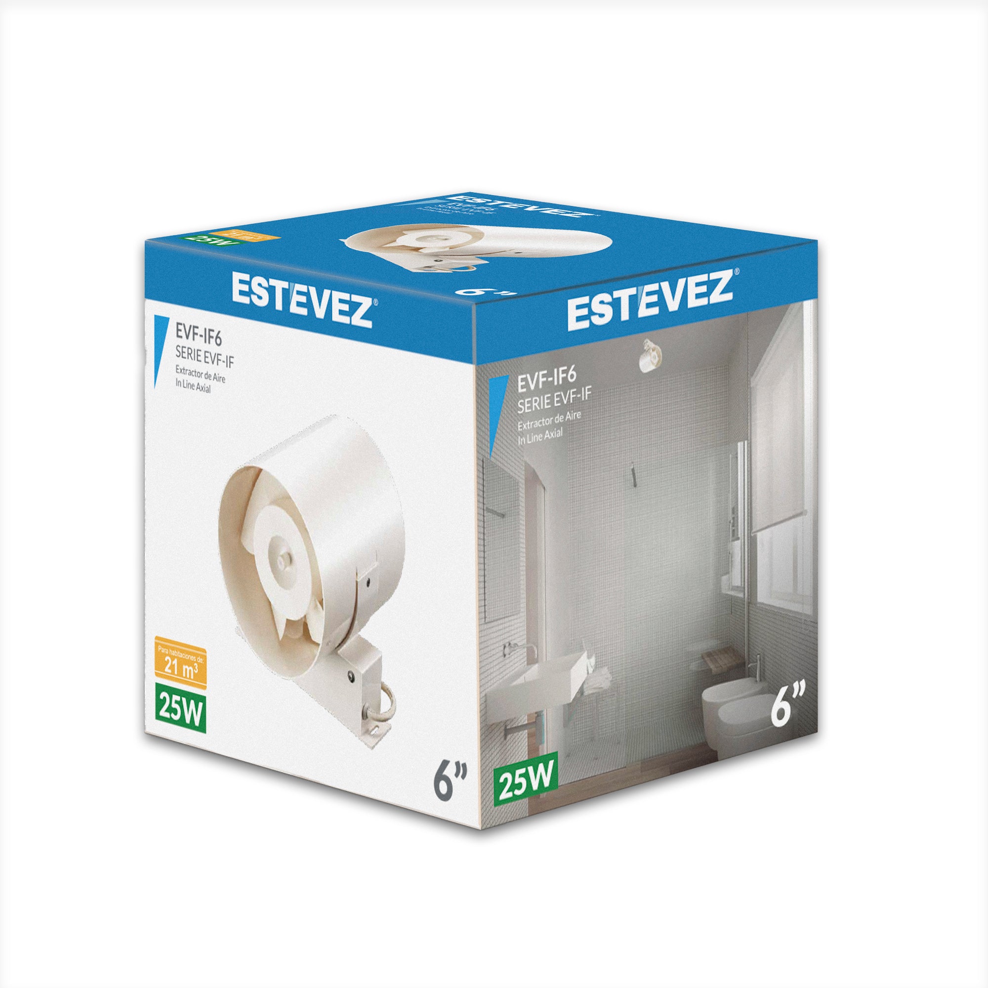 Estevez Extractor de Aire In Line Axial 6", Modelo EVF-IF6