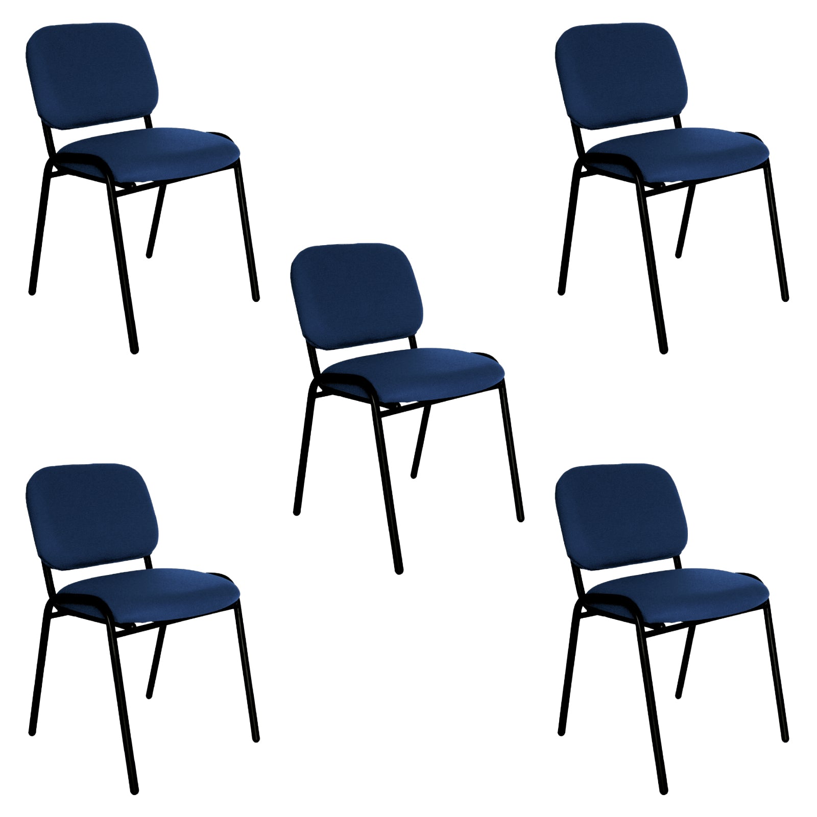 Offiho Set de 5 Sillas de Oficina para Visita Tapiz Personalizable con Estructura de Acero, Modelo ECOVISITA