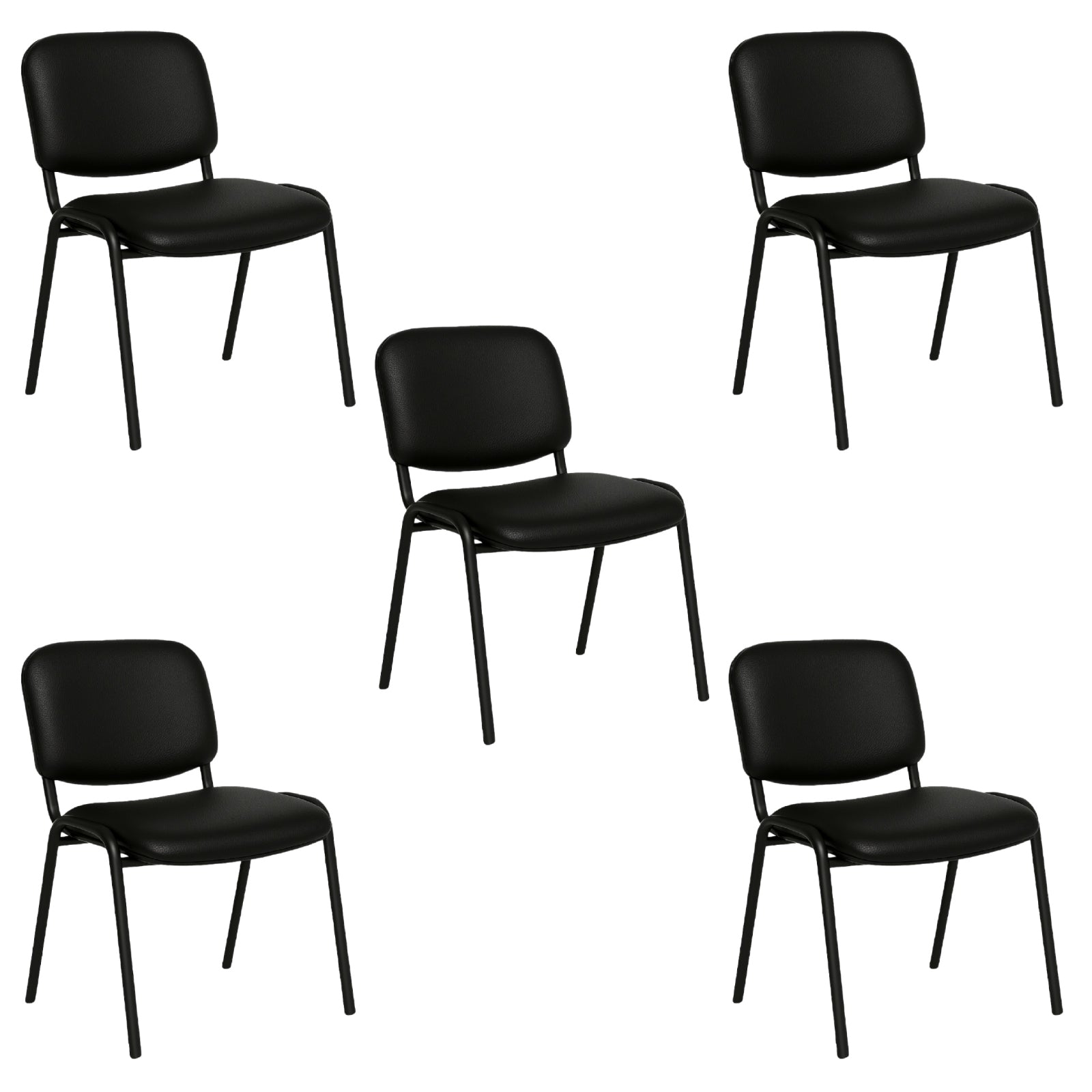 Offiho Set de 5 Sillas de Oficina para Visita Tapiz Personalizable con Estructura de Acero, Modelo ECOVISITA