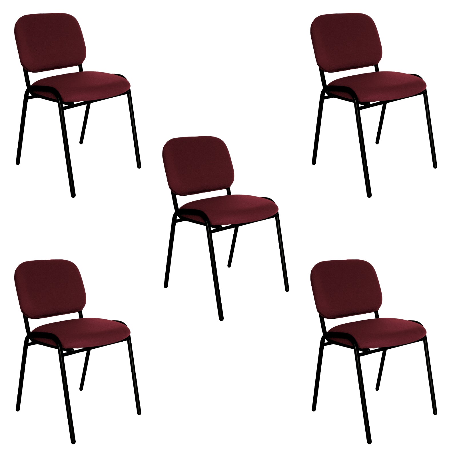 Offiho Set de 5 Sillas de Oficina para Visita Tapiz Personalizable con Estructura de Acero, Modelo ECOVISITA