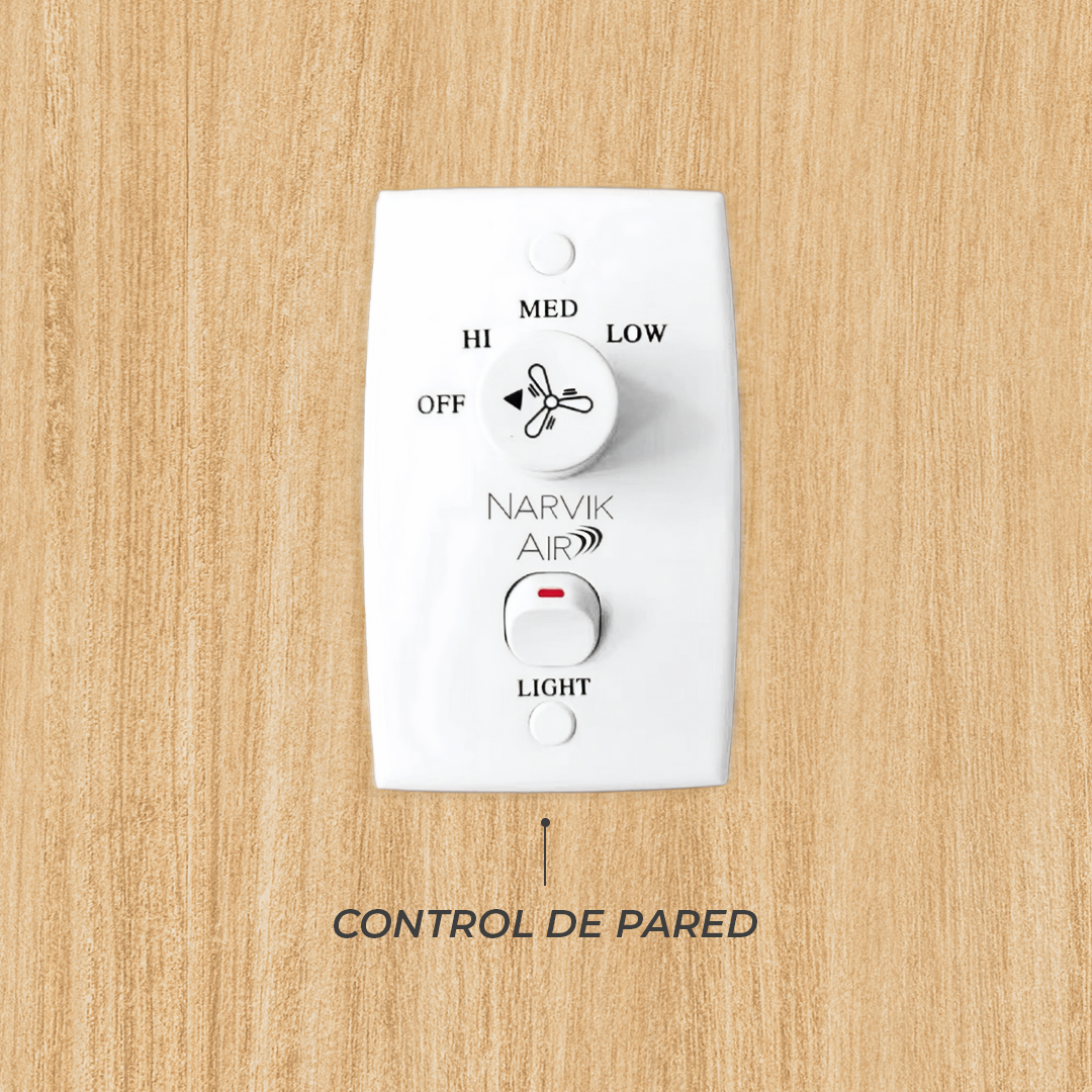 Narvik Ventilador de Techo de 56"  4 Aspas de Aluminio con Acabado de Madera Control de Pared