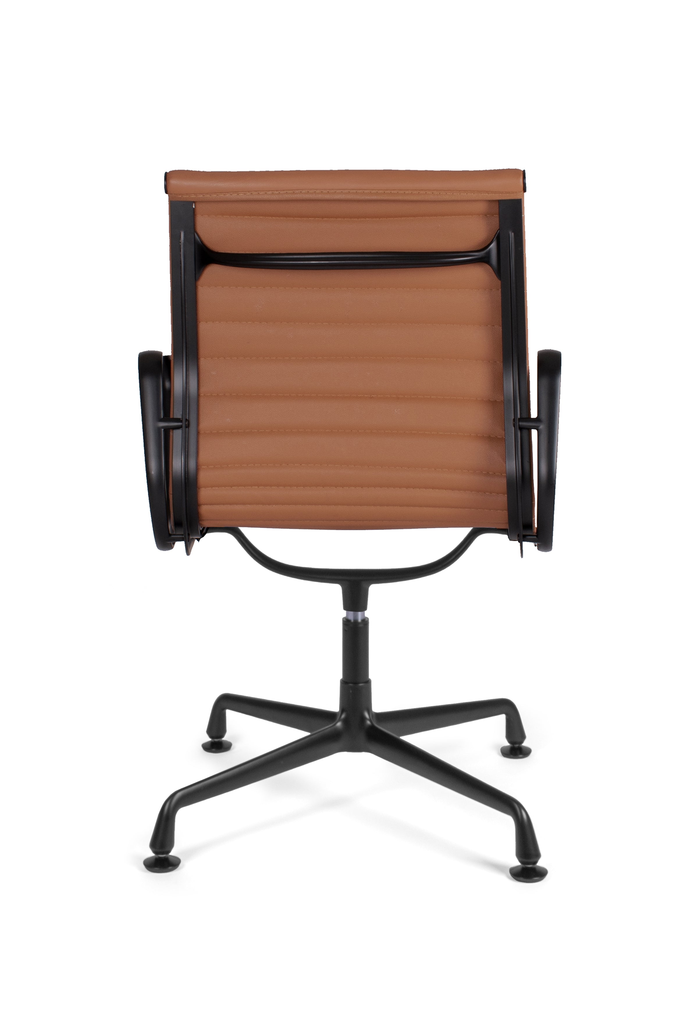 Offiho Black Silla de Oficina /Sillón Visitante Tapizado en Piel Genuina Italiana, Ergonómico, Giratorio, Modelo OHV209-GOETZ