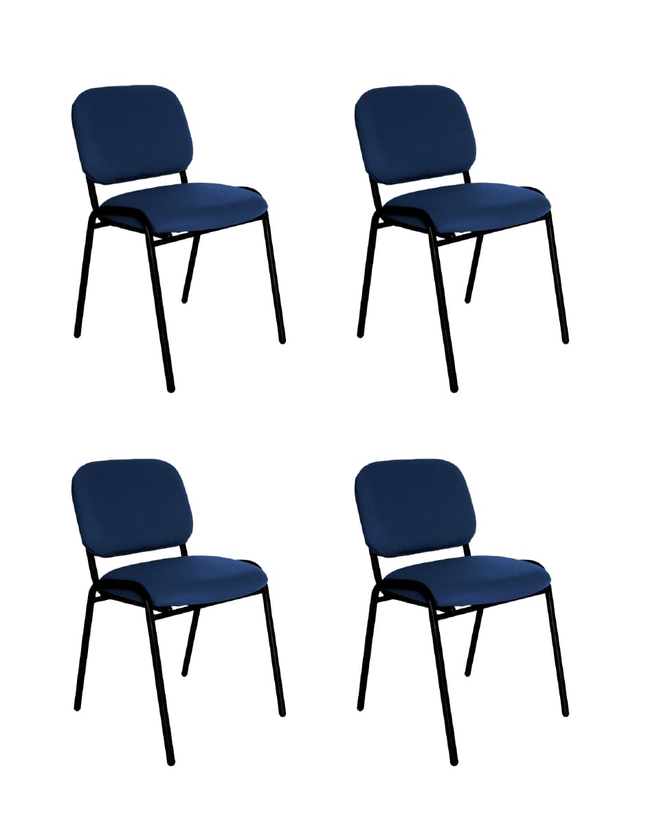 Offiho Set de 4 Sillas de Oficina para Visita Tapiz Personalizable con Estructura de Acero, Modelo ECOVISITA