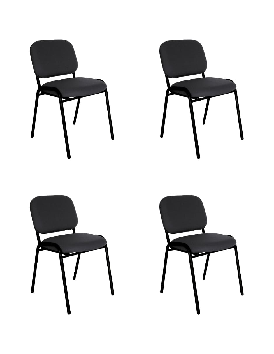 Offiho Set de 4 Sillas de Oficina para Visita Tapiz Personalizable con Estructura de Acero, Modelo ECOVISITA