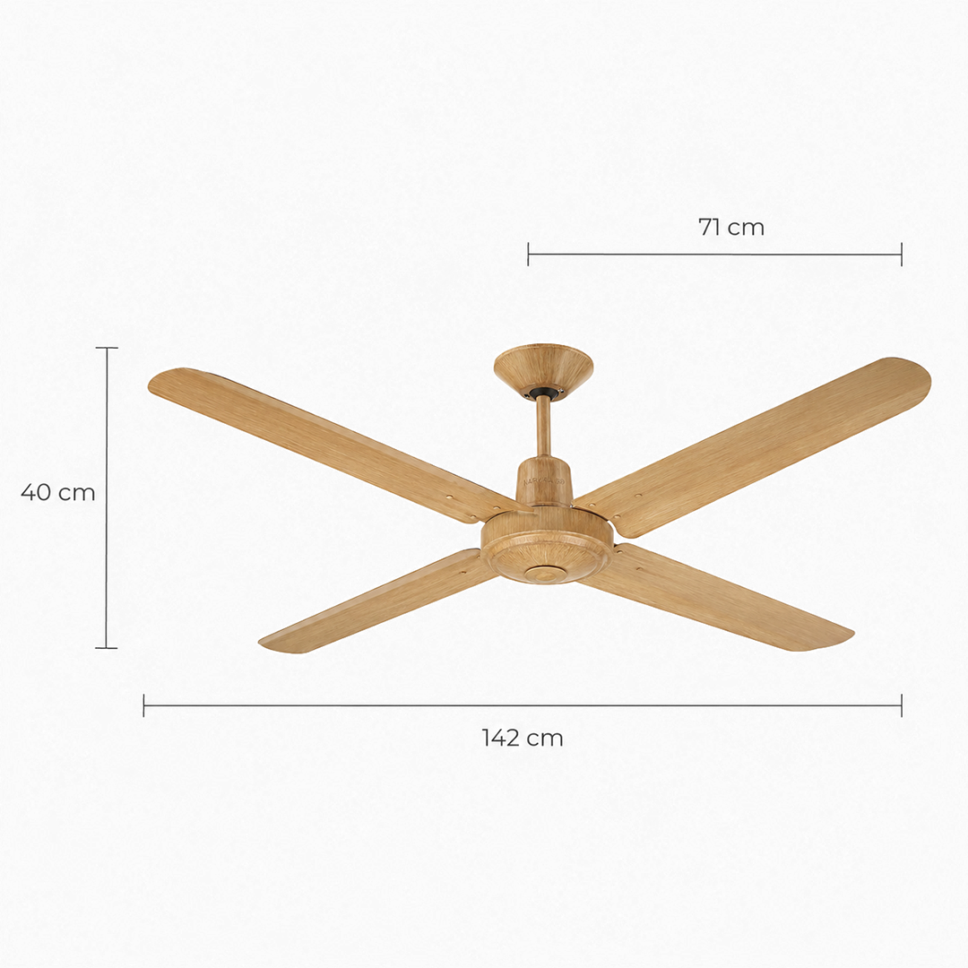 Narvik Ventilador de Techo de 56"  4 Aspas de Aluminio con Acabado de Madera Control de Pared