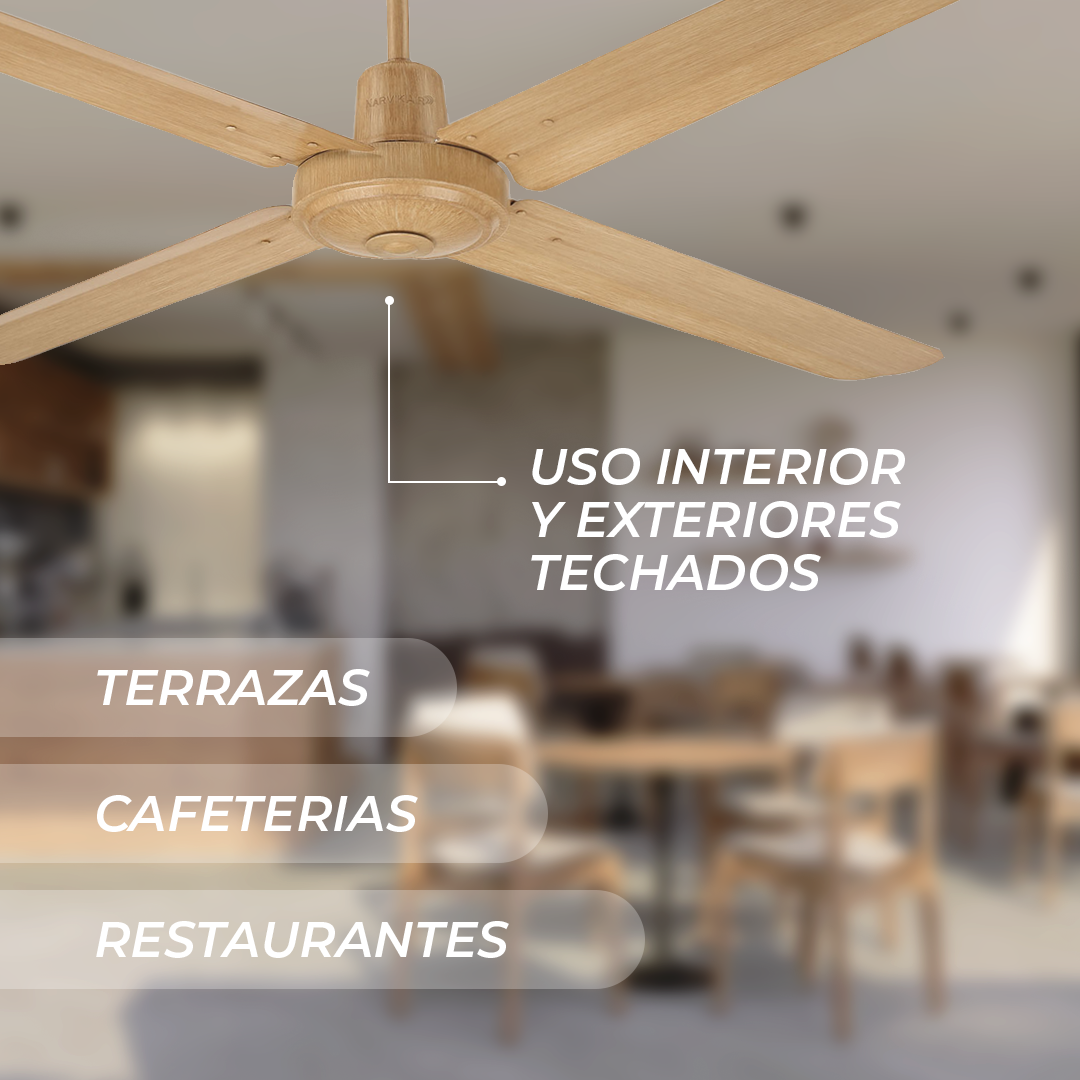 Narvik Ventilador de Techo de 56"  4 Aspas de Aluminio con Acabado de Madera Control de Pared