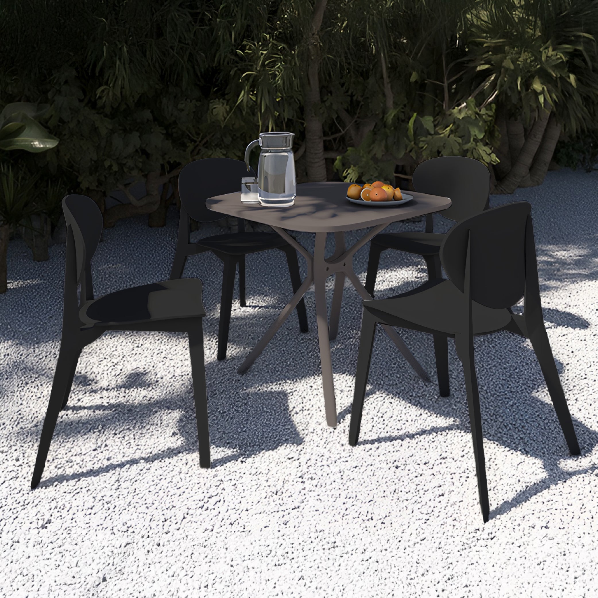 Offiho  Mesa de Comedor Cuadrada de Polipropileno con Protección UV, Resistente a Exteriores, Modelo Tonnati OHM-16