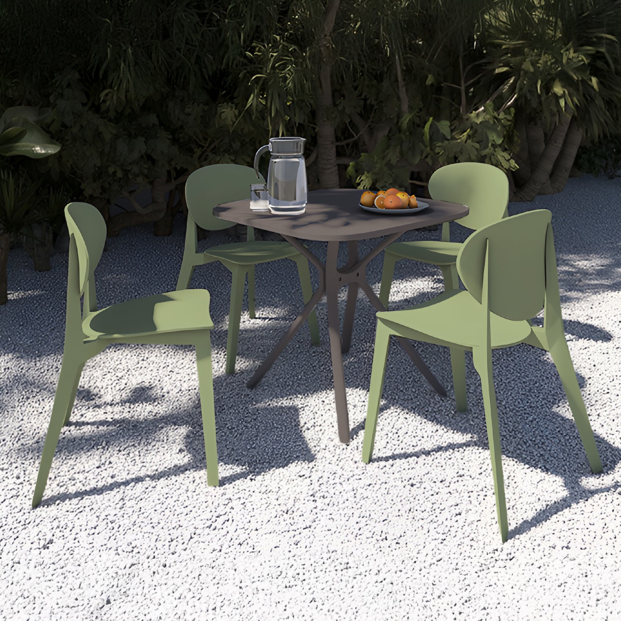 Offiho  Mesa de Comedor Cuadrada de Polipropileno con Protección UV, Resistente a Exteriores, Modelo Tonnati OHM-16