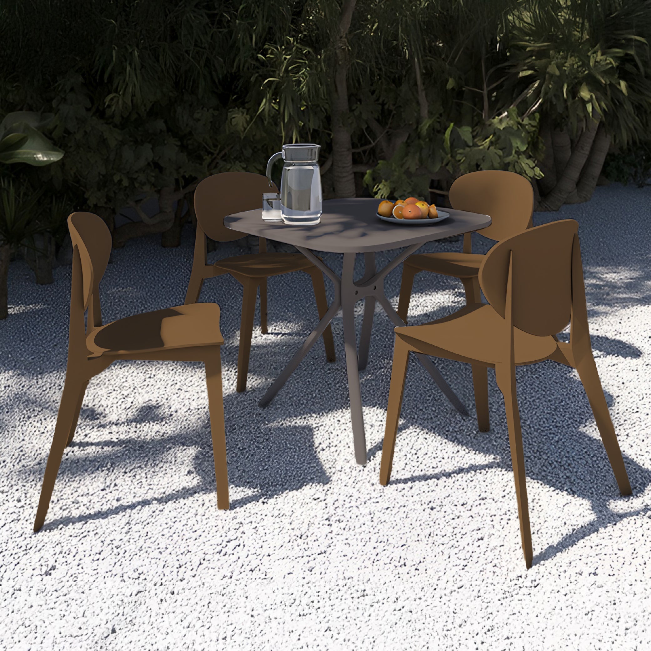 Offiho  Mesa de Comedor Cuadrada de Polipropileno con Protección UV, Resistente a Exteriores, Modelo Tonnati OHM-16