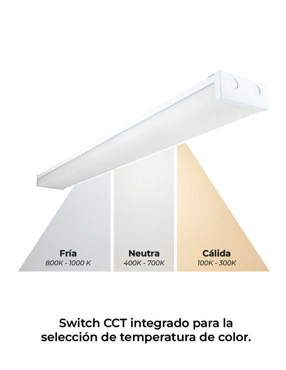 Estevez Luminario LED WRAP CCT 40W 1238 mm Blanco para techo con luz seleccionable Modelo 19498-CCT