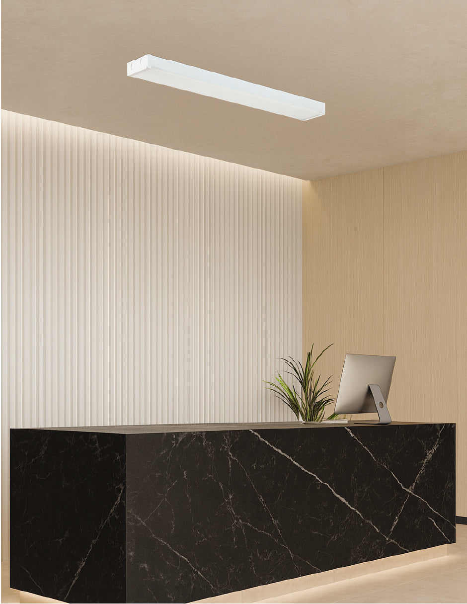 Estevez Luminario LED WRAP CCT 40W 1238 mm Blanco para techo con luz seleccionable Modelo 19498-CCT