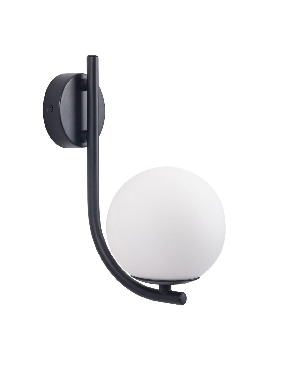 Estevez Luminaria De Pared Negro/Opal 1 Luz G9 Sfera, Modelo EDE-0237-NEG
