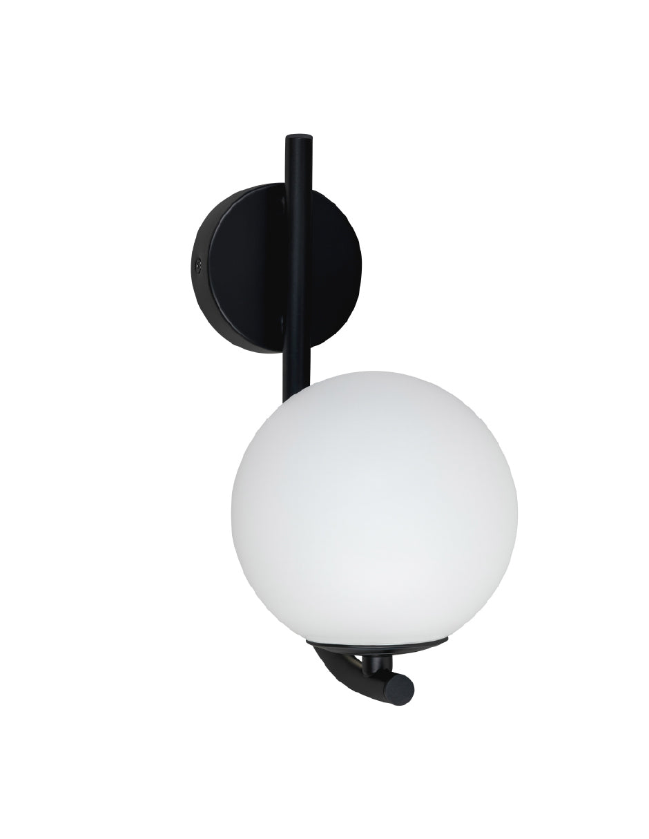 Estevez Luminaria De Pared Negro/Opal 1 Luz G9 Sfera, Modelo EDE-0237-NEG