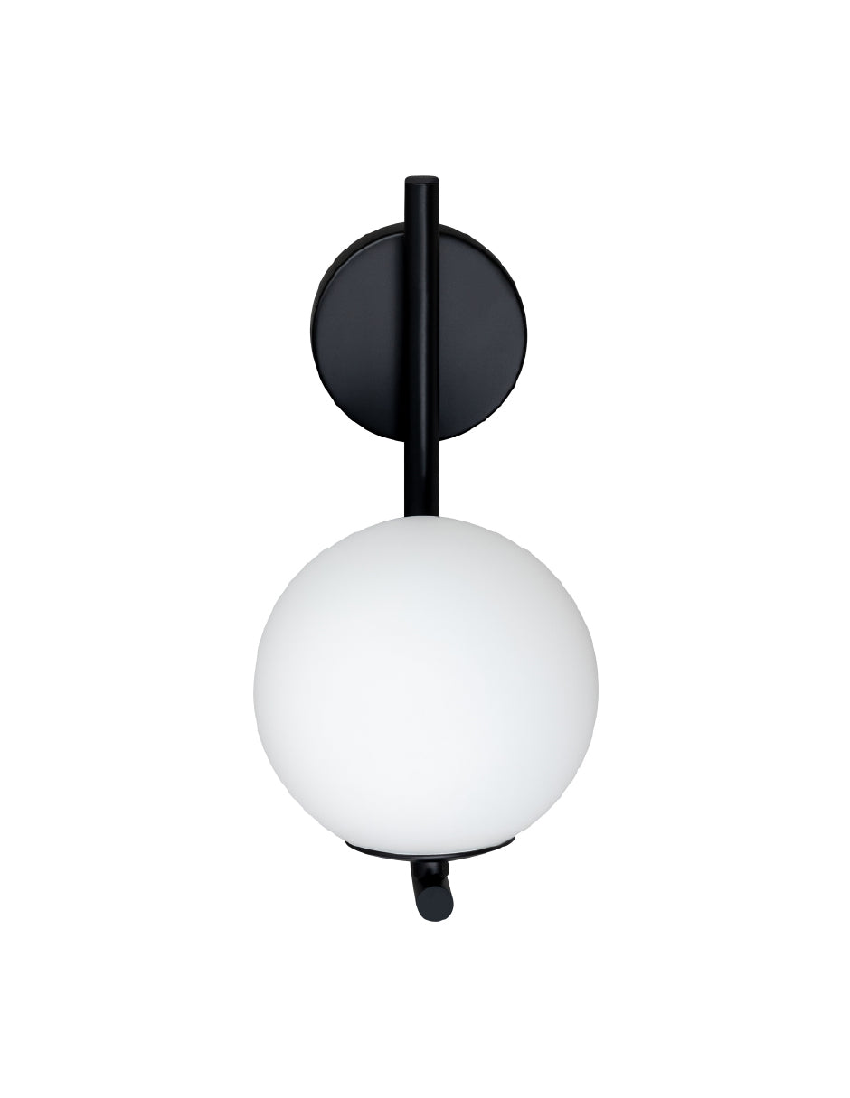 Estevez Luminaria De Pared Negro/Opal 1 Luz G9 Sfera, Modelo EDE-0237-NEG