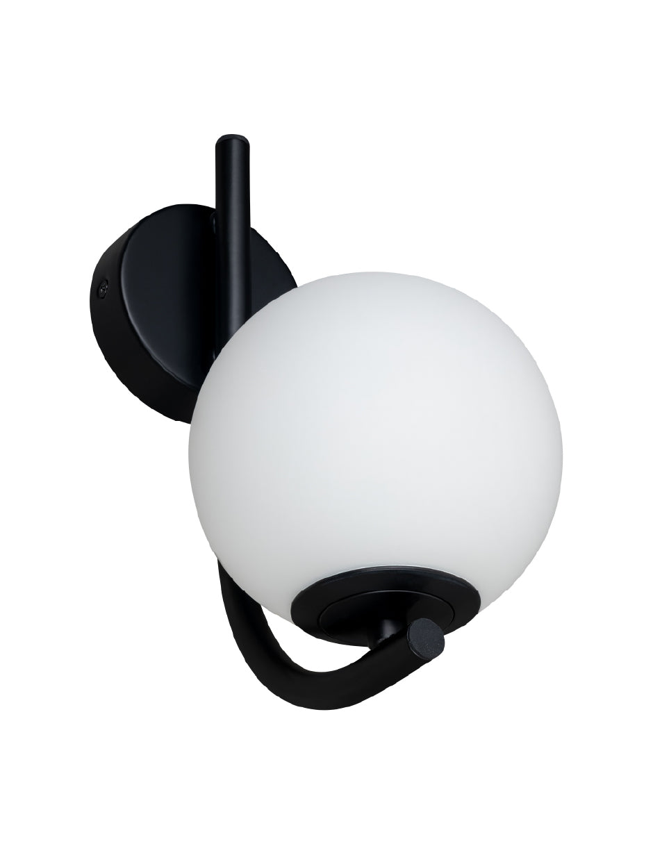 Estevez Luminaria De Pared Negro/Opal 1 Luz G9 Sfera, Modelo EDE-0237-NEG