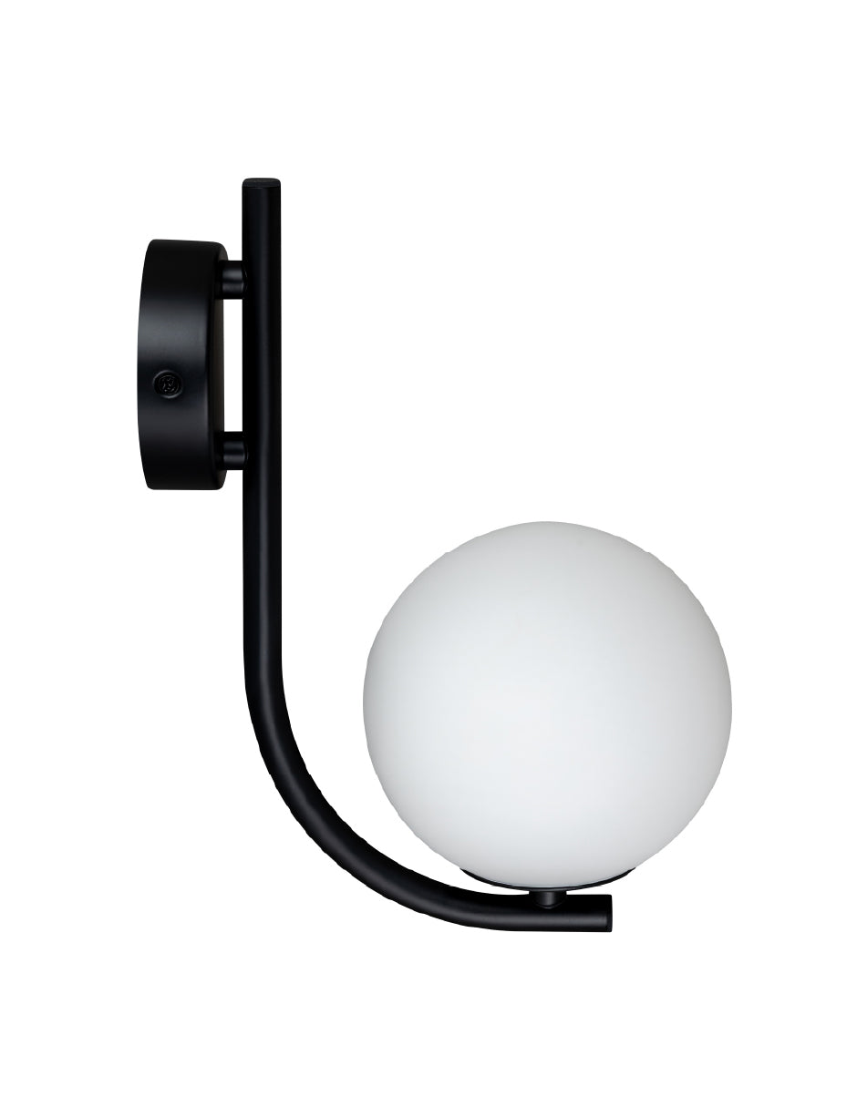 Estevez Luminaria De Pared Negro/Opal 1 Luz G9 Sfera, Modelo EDE-0237-NEG