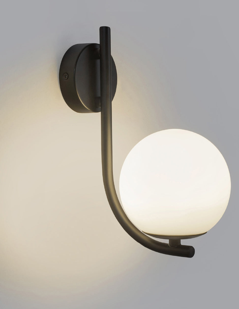 Estevez Luminaria De Pared Negro/Opal 1 Luz G9 Sfera, Modelo EDE-0237-NEG