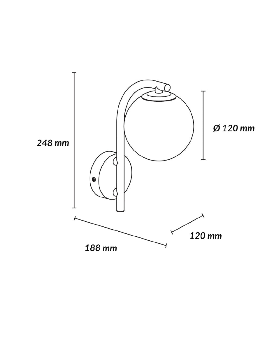 Estevez Luminaria De Pared Negro/Opal 1 Luz G9 Sfera, Modelo EDE-0237-NEG
