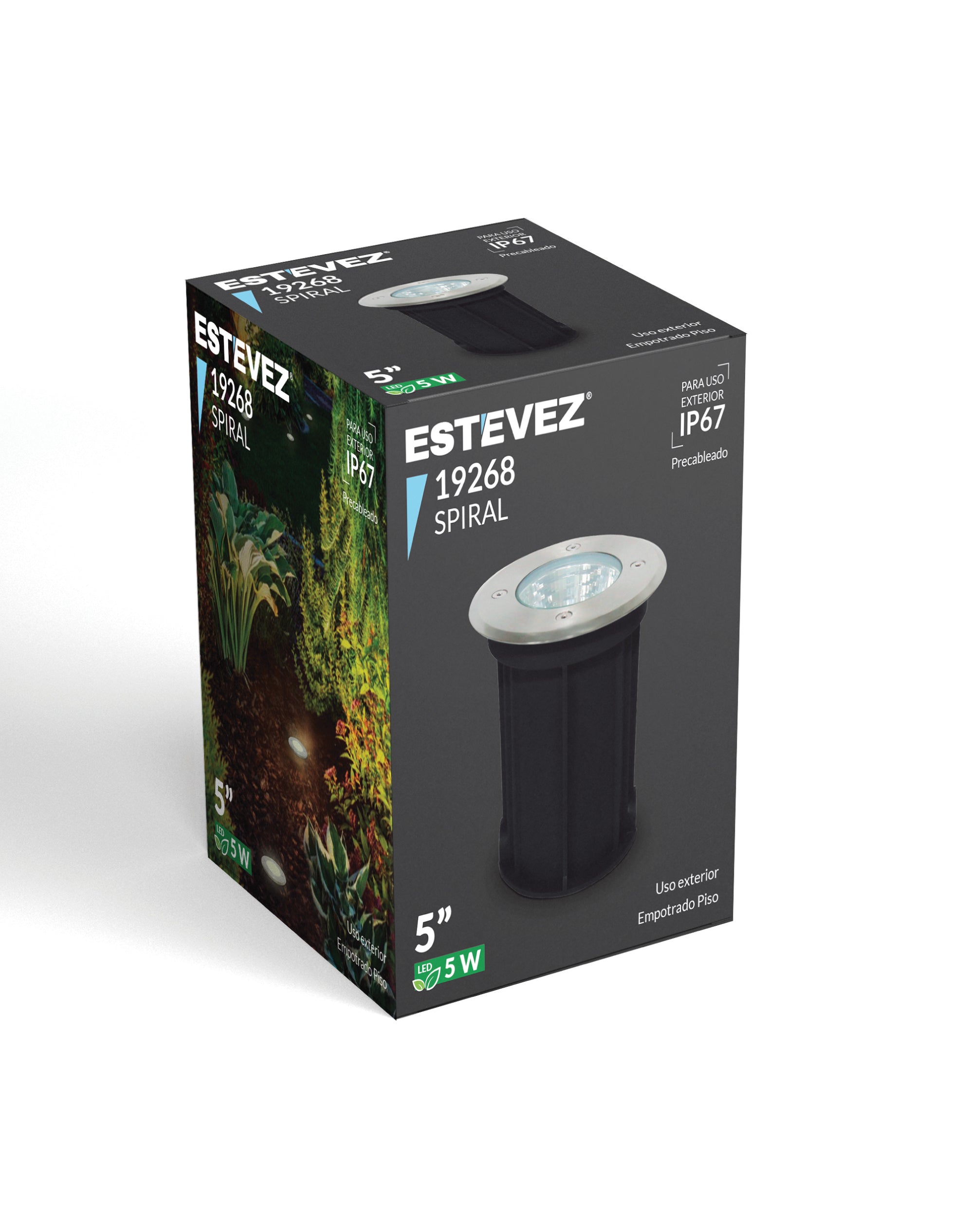 Estevez Lámpara De Piso LED 5W Empotrable, Mr16 Gu5.3, Modelo 19268