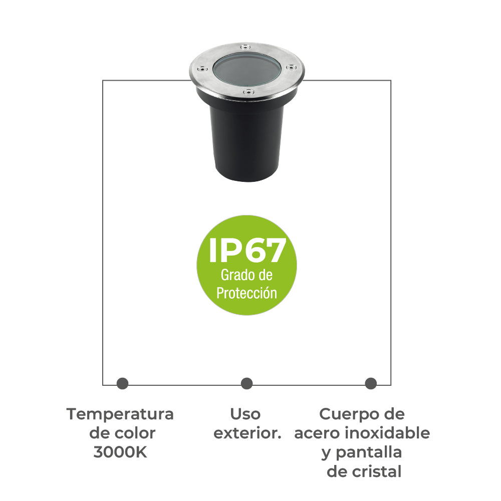 Ipsa Luminario Empotrado para Piso 6W, Modelo EMPPI-GU10
