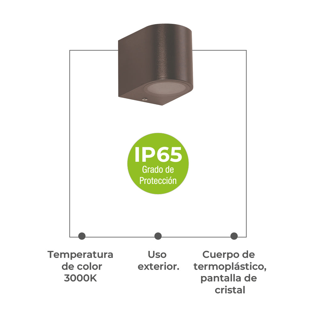 Ipsa Luminaria Decorativa para Muro LED GU10, Modelo ARDECO-GU10/N