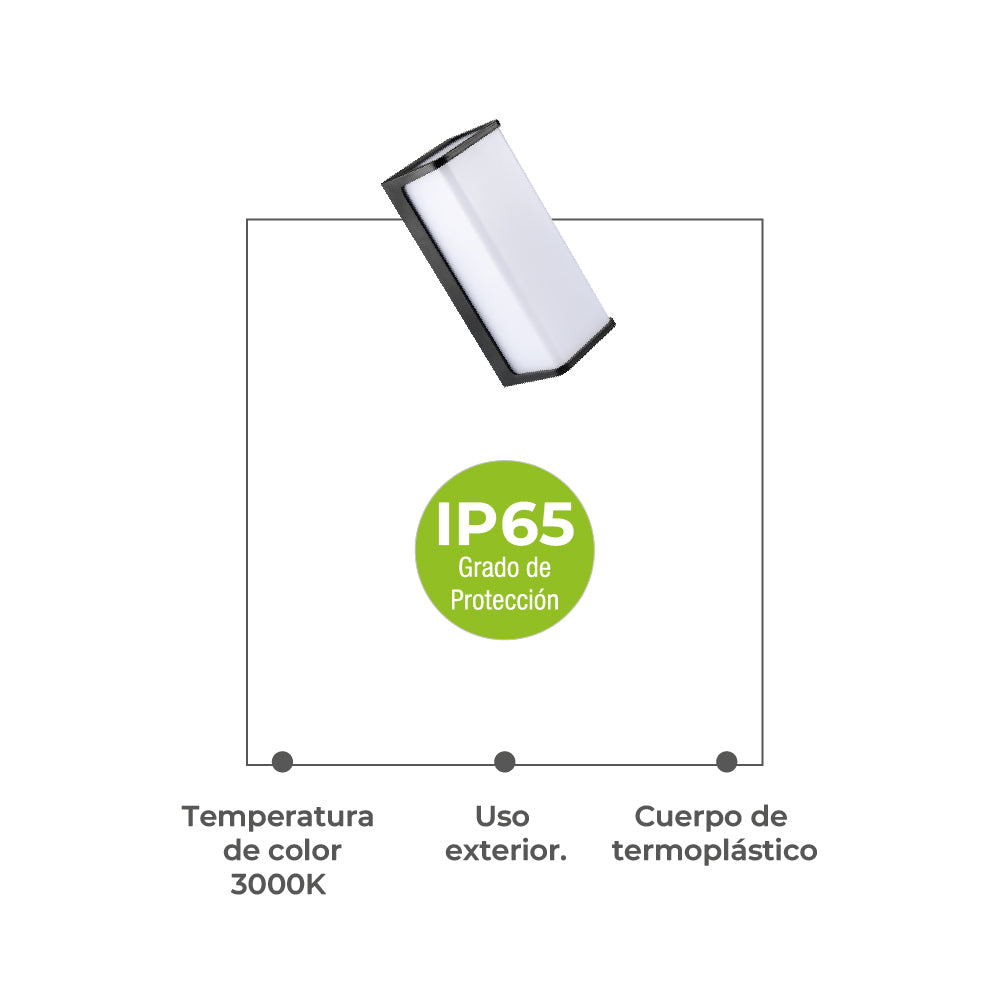 Ipsa Luminaria Decorativa para Muro LED, Modelo ARDECOREC-LED/10W/N