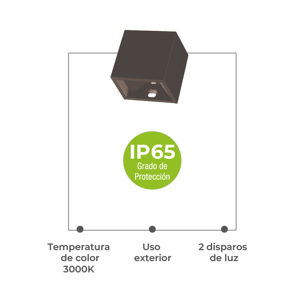 Ipsa Luminaria Decorativa para Muro con 2 Luces, Modelo ARDECO2LMV-LED/2W