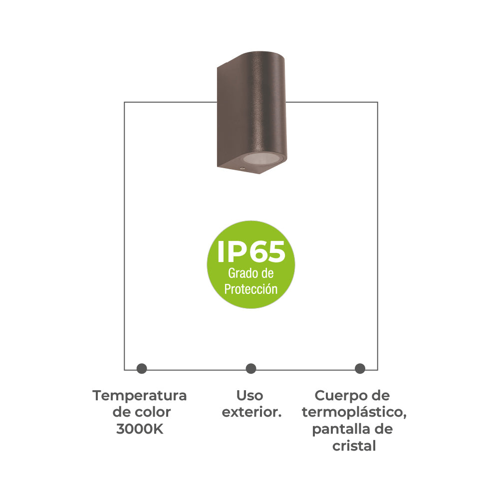 Ipsa Luminario para Muro con Protección IP65, Modelo ARDECO2L-GU10/N