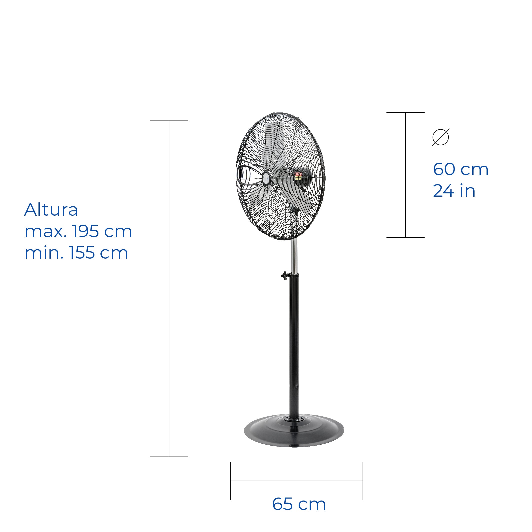 Narvik Ventilador Industrial de Pedestal de 24" 180 W con 2 Aspas Métalicas, Modelo NA-S24