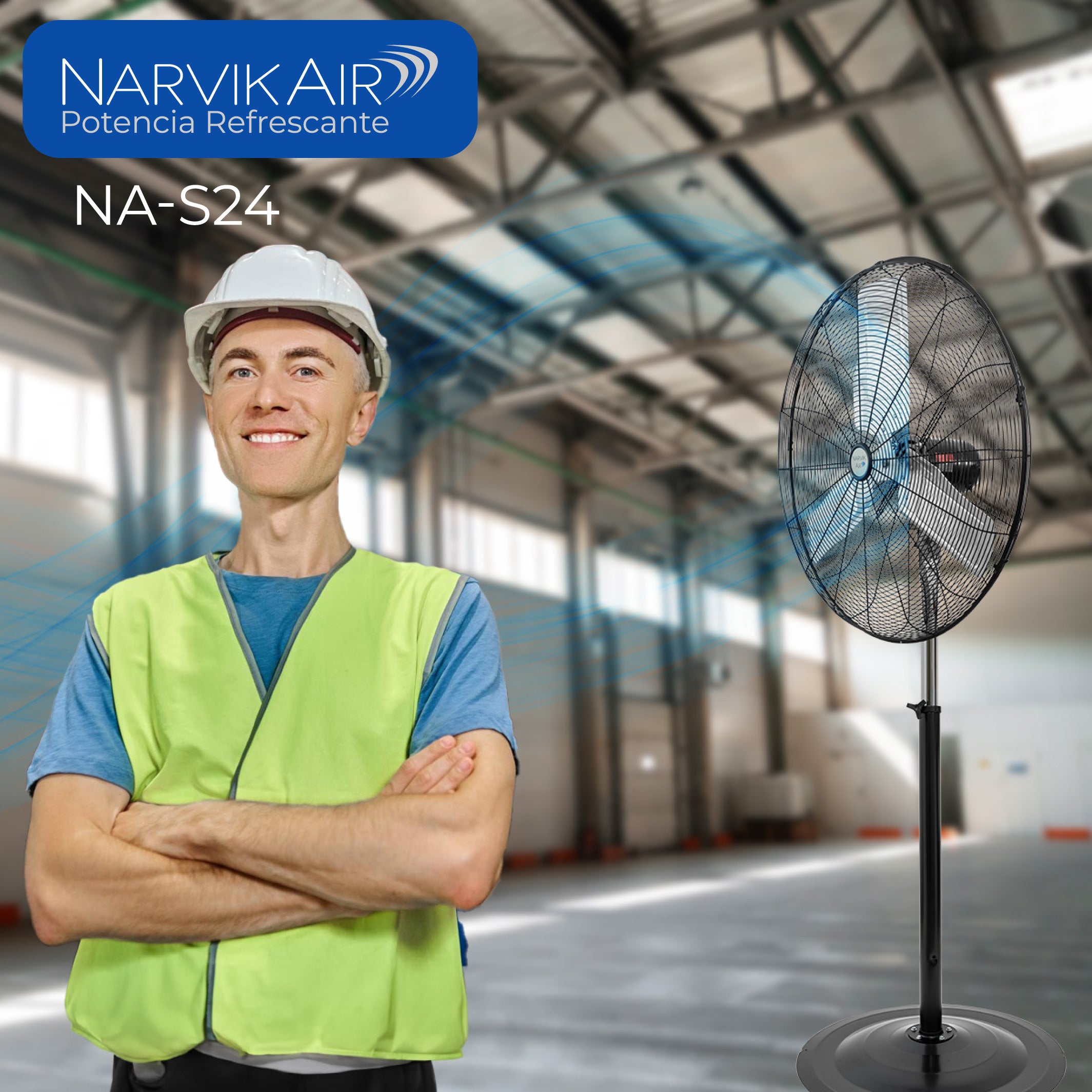 Narvik Ventilador Industrial de Pedestal de 24" 180 W con 2 Aspas Métalicas, Modelo NA-S24