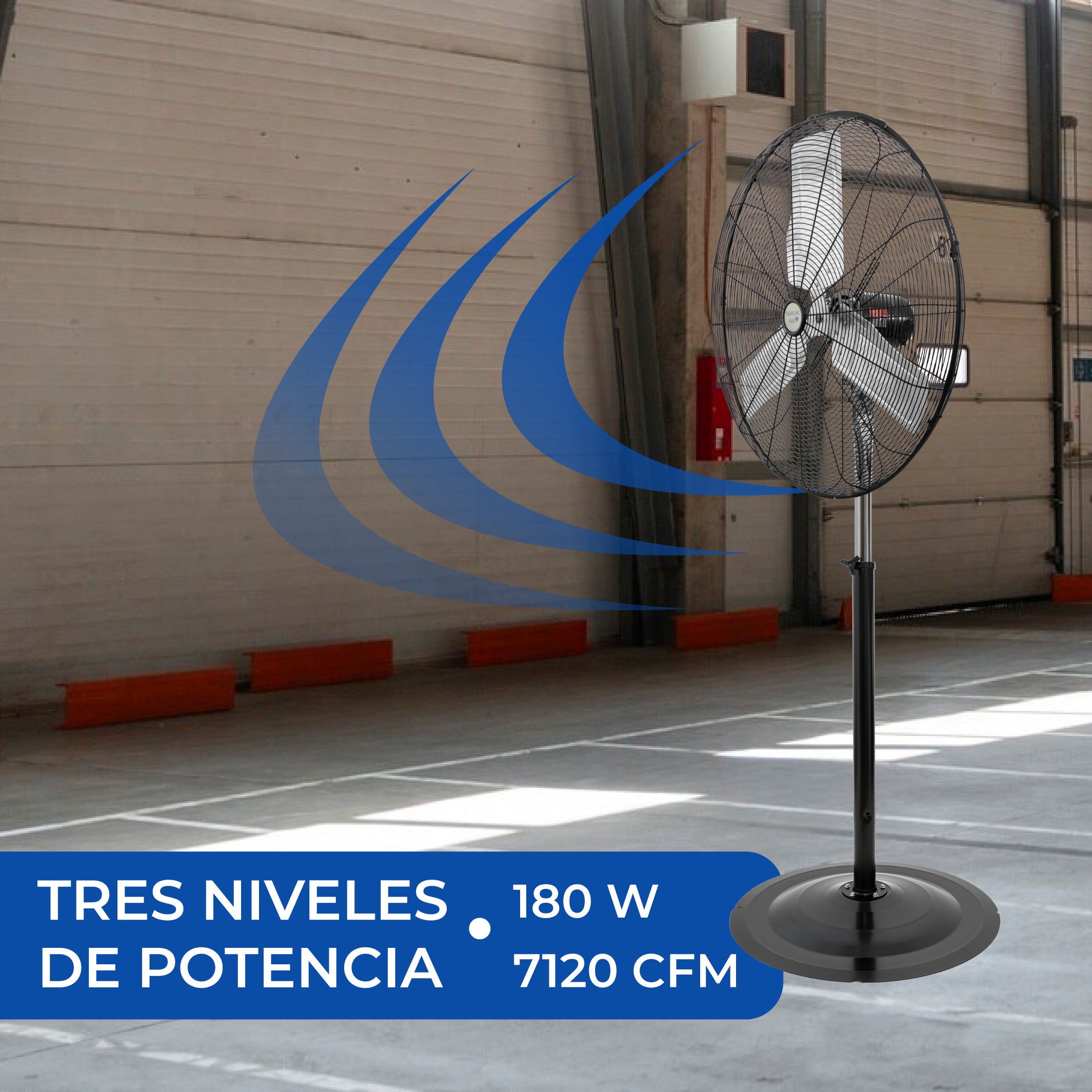 Narvik Ventilador Industrial de Pedestal de 24" 180 W con 2 Aspas Métalicas, Modelo NA-S24